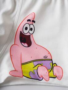 SpongeBob SquarePants | SHEIN 2pcs Young Boy Cute Cartoon Graphic Letter Tape Comfortable Trunks - Blue and White - View 9