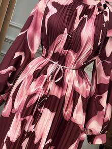 SHEIN Clasi 大码女式印花插肩袖褶皱优雅连衣裙 - 彩色 - 查看 7