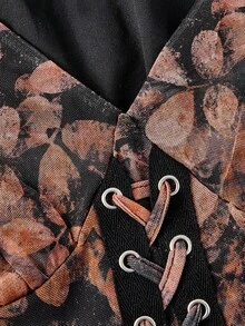 SHEIN MOD Váy ngắn nữ họa tiết in cổ điển retro - màu nâu - Xem 3