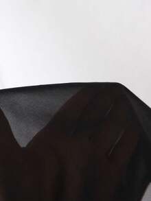 Sweetra Elegant Sexy Romantic Polka Dot Sheer Chiffon Contrast Lace Sleeveless Spaghetti Strap Dress, Design Sense Umbrella Skirt, Atmosphere Seductive Date Nightgown, Spring/Summer/Fall - Black and White - View 8