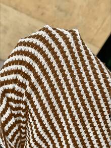 SHEIN Maternity Vacation Casual Striped Twist Hollow Out Bodycon Cami Dress - Coffee Brown - View 5