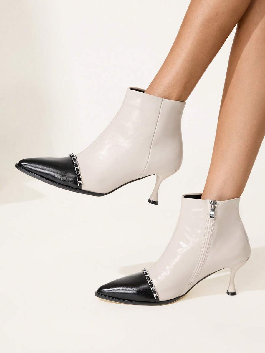 CUCCOO CHICEST Botines de mujer de moda casual y minimalista, adecuados para el transporte, otoño/invierno - Blanco y Negro - Ver 1