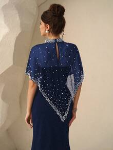Coutiva Luxury Evening Gown, High-End Formal Dress, Elegant Chic Socialite Dress - Navy Blue - View 2