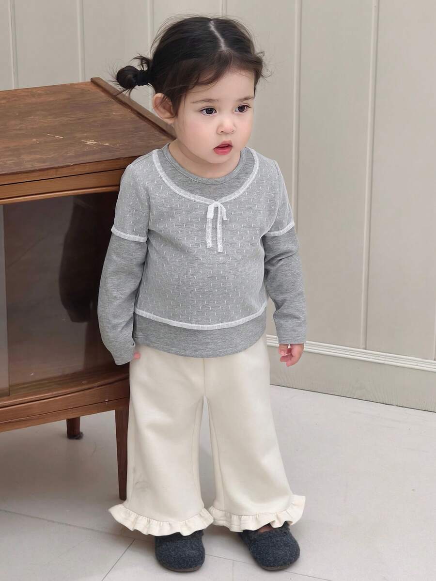 DAZY Baby Girl Lace Long Sleeve 2 In 1 T-Shirt