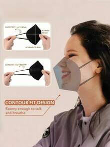 Măști faciale KN95, 20/50 buc, măști KN95 de unică folosință, respirabile, cu 5 straturi, culoare neagră, ambalate individual, eficiență de filtrare de peste 98% - Multicolor - Vizualizare 3