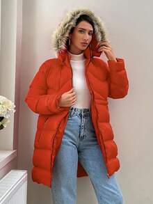 EURMUSE Women's Hooded Padded Jacket With Collar