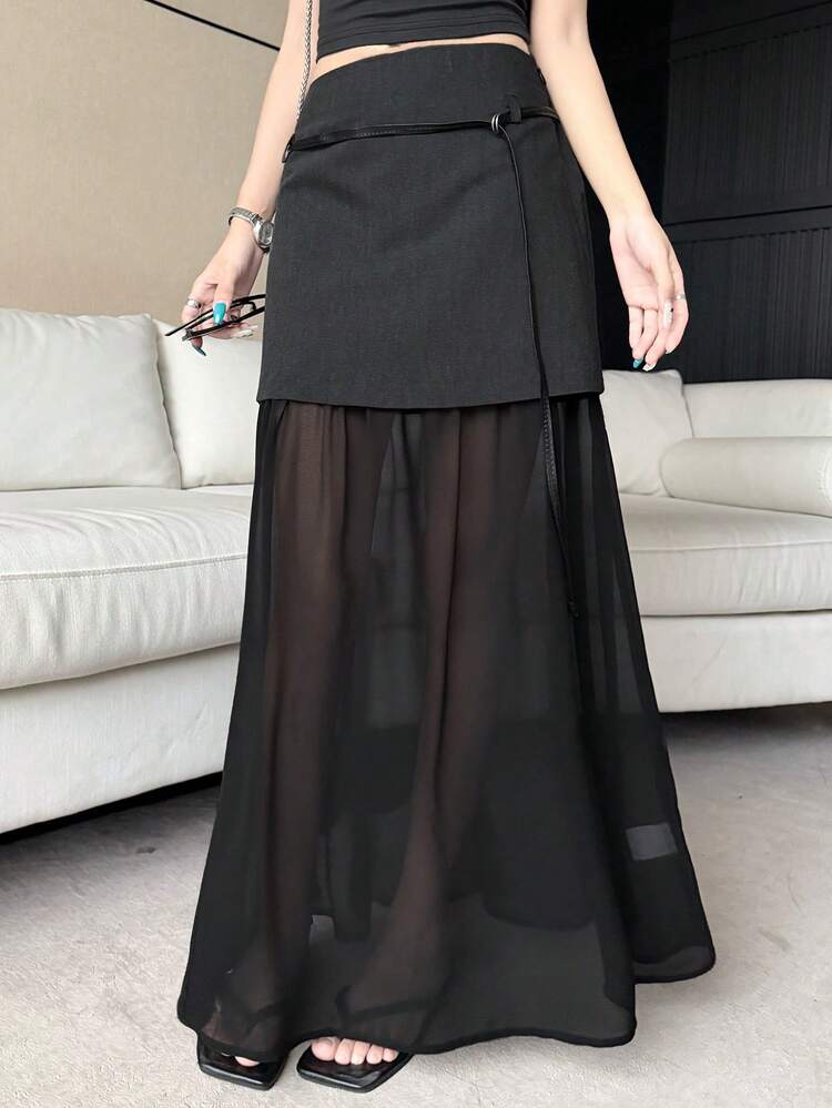 Women's Elegant Mesh Patchwork Casual Skirt