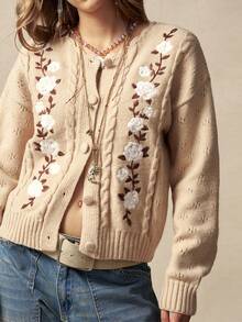 Bohemela Áo khoác ngoài phong cách Boho mùa đông/xuân, áo cardigan len dài tay thêu hoa cổ điển dành cho nữ, họa tiết hình học vượt thời gian, kiểu dáng thanh lịch, phong cách miền Tây, thích hợp cho các buổi hòa nhạc, tiệc tùng, đi biển, mặc hàng ngày, đi học, đi chơi, Giáng sinh, Năm mới, kỳ nghỉ hè những năm 2000/2000. - Màu be - Xem 8