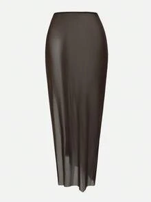 Swim Oasis 女士优雅不对称金属抹胸上衣和半裙套装 - 棕色 - 查看 6