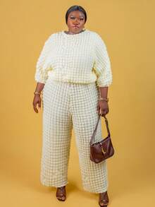 CurvyTilda Neuheiten Herbst und Winter 2025/Herbstkleidung für Damen/Halloween/Herbst/Winterkleidung für Damen in Übergröße, lässiges, lockeres Oberteil mit Ballonärmeln und weiten Hosen, geeignet für Ausflüge, Muttertag, Hochzeiten, Geburtstage, Alltagskleidung, Urlaub, Business Casual, Streetstyle-Kleid für Hochzeitsgäste, Damen - Braun - Übersicht 10