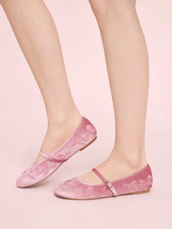 CUCCOO DOLLMOD 女士优雅通勤提花搭扣平底鞋