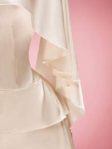 SHEIN ICON Đầm ngắn hở lưng bằng satin màu sâm panh dành cho phụ nữ cỡ lớn - Rượu sâm banh - Xem 7