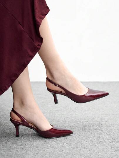 CUCCOO BIZCHIC Tacones de aguja de punta fina para mujer, de tacón alto y estilo minimalista con tira posterior, adecuados para ir al trabajo, citas, fiestas y vacaciones