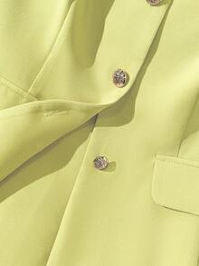 GlowEve Áo vest nữ màu trơn, cài một hàng cúc, thời trang, đa năng, thích hợp mặc đi làm và đi làm. - Màu vàng - Xem 3