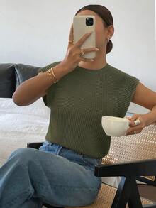 Siren Gaze 女士纯色圆领蝙蝠袖短袖休闲百搭T恤 - 軍綠色 - 查看 3