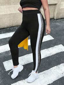 SHEIN EZwear 高腰侧条纹紧身裤