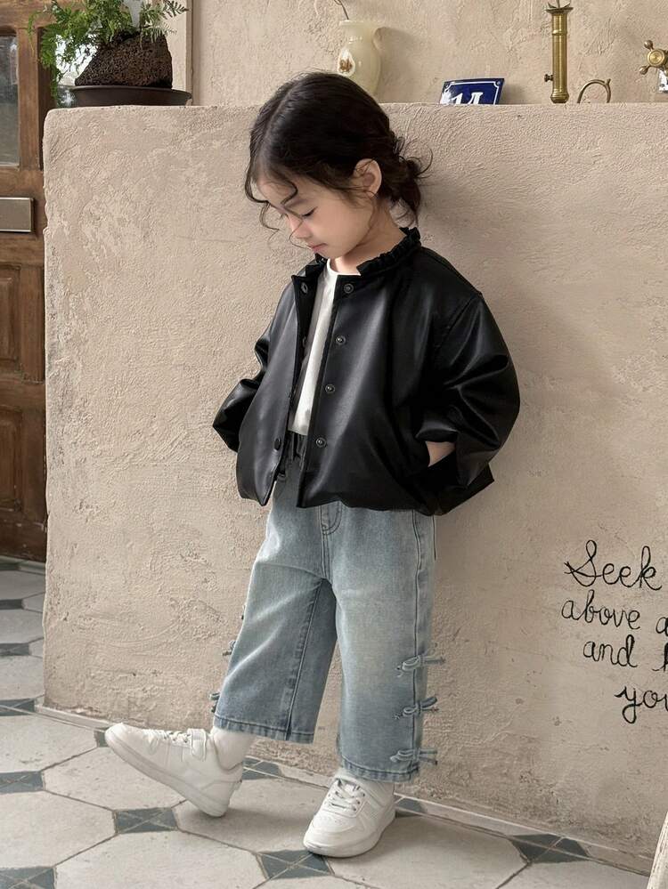 Toddler Girls' Casual Solid Color Spring/Autumn Korean Style Outerwear