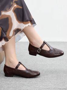 CUCCOO BIZCHIC 女士搭扣设计休闲乐福鞋，适合日常通勤 - 棕色 - 查看 1