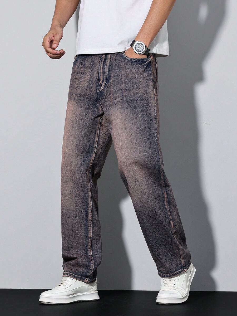 Manfinity Homme Quần jean denim nam màu trơn kiểu dáng thường ngày - Nhiều màu - Xem 1