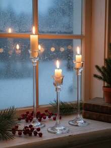 1 Set Portavelas de estilo europeo de acrílico para mesa de comedor, adorno de boda, cena a la luz de las velas, portavelas de acrílico de moda para decoración de patio exterior, decoración de escritorio, velas perfumadas, cena a la luz de las velas, ambiente de habitación, adecuado para bodas, reuniones familiares, fiestas - Multicolor - Ver 7