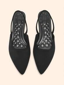 CUCCOO BASICS Zapatos planos casuales de mujer de punto elástico sin respaldo a rayas, transpirables, color negro - Negro - Ver 5