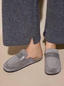 CUCCOO CURVES Zapatos planos sin cordones para mujer, zapatos casuales y holgados, de tela de ante, versátiles y cómodos, color gris - Gris - Ver 3