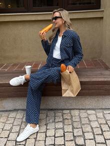 SHEIN 孕妇休闲通勤水洗纹理牛仔外套情人节度假穿搭女装嘉年华夏季春季通勤毕业季时尚Y2K可爱街头风派对婚礼优雅商务休闲女装