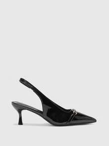 CUCCOO BIZCHIC Women's Pointed Toe Buckle Design Everyday Versatile Fashion High Heels - Black - View 2