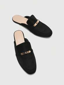 CUCCOO BIZCHIC Damen Runde Zehe Flache Lässig Mule Schuhe, Bequeme Loafer für Pendeln, Einkaufen, Dates - Roségold - Übersicht 9