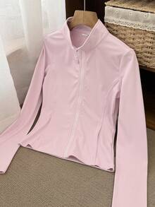 DAZY Teen Girl Fitted Basic Casual Autumn Jacket With Lapel Collar