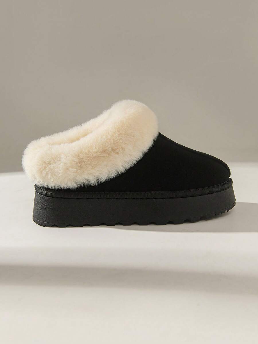 Solecia 女士冬季保暖厚底舒适雪地靴 - 黑與白 - 查看 1