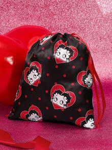 Betty Boop x SHEIN 可爱卡通图案印花抽绳旅行收纳袋，表面光滑闪亮，多种尺寸可选，适合各种尺寸的行李箱，非常适合短途旅行、长途旅行、日常家庭收纳等各种场合，适合女孩、女士和学生，俏皮可爱，充满爱意，是送礼佳品，也适合派对、节日、情人节等场合。 - 彩色 - 查看 6