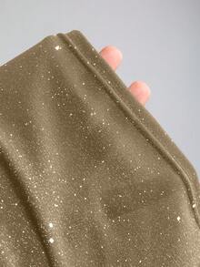 SHEIN PETITE Women's Sequin Metallic Knit Halter Neck Cropped Camisole Top, Sexy Bodycon Backless Top - Khaki - View 5