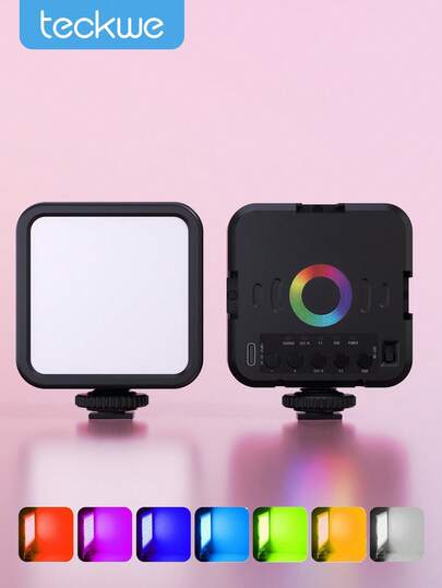 Teckwe Mini Phone Selfie Ring Light, Portable RGB Video Lights, LED Camera Light 360° Full Color Portable Photography Lighting For Live Streaming, Outdoor Selfie