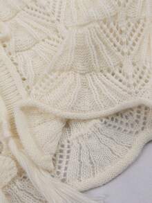 Flirla 甜美性感休闲透视镂空系带V领无袖上衣 - 白色 - 查看 5