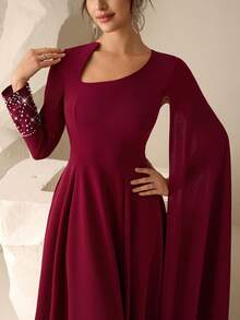 Coutiva Women's Fashion Asymmetrical Shoulder Formal Evening Party Dress - Red - View 2