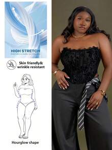 CurvyTilda Plus Size Bra  Fishbone Shaping Chest Wrap Off-Shoulder Women's Wear Outer Wear Chest Support Vest Corset Top, Suitable For Parties, Carnivals, Halloween And Other Festivals, Suitable For Daily Dating, Night Out, Nightclubs, Parties, Get-Togethers, Cocktail Parties, Pool Parties, Back-To-School Season,/For Winter,Corset Top/Valentine's Day/Halloween/Birthday /Plus Size Top, For Hourglass Body Shape