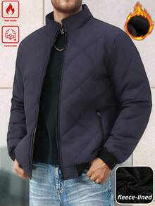 Manfinity Homme Chaqueta de forro polar versátil y de moda para hombres en invierno, chaqueta de hombre, chaqueta bomber de hombre, chaqueta forrada térmica para hombres, ropa de abrigo para hombres - Gris Oscuro - Ver 3