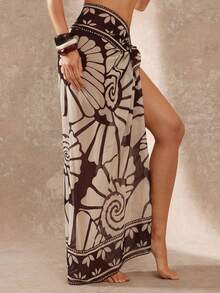 Lumalex 女士夏季沙滩度假印花裹身系带纱笼裙 - 彩色 - 查看 9