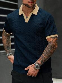 Manfinity CasualCool 男士休闲百搭度假旅行撞色短袖Polo衫 男士针织衫 男士纽扣针织Polo衫 男士Polo衫 男士翻领衬衫 男士针织Polo衫 复古风格，适合日常休闲、周末旅行、户外活动、探险旅行、轻松的工作环境或半正式场合，也是送给男友/丈夫、周年纪念/生日、派对、圣诞节、新年、婚礼等场合的理想礼物。 - 寶藍色 - 查看 4