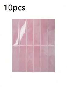 1/10/30pcs Pink Brick Pattern Imitation Tile Self-Adhesive Wall Stickers, Peel And Stick Wall Tile, Waterproof Wallpaper For Living Room Kitchen Backsplash Bathroom Home,Zellige Style - Pink - View 9