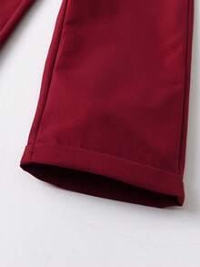 2pcs/Set Toddler Boys' Solid Color Simple Long Sleeve Shirt And Bib Pants - Burgundy - View 8