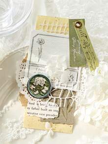 20张/包 复古美学压纹贴纸 节日礼物 DIY装饰 剪贴簿 手工材料 个性化文具 学校用品 返校季 - 綠色 - 查看 2