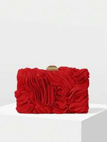 MOTF PREMIUM RUCHED KISS LOCK EVENING BAG,VALENTINES DAY - Red - View 2