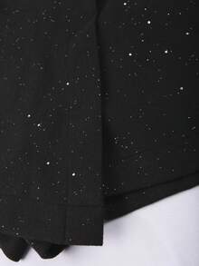 GlowEve 女士不对称下摆亮片短裙，优雅时尚 - 黑色 - 查看 4