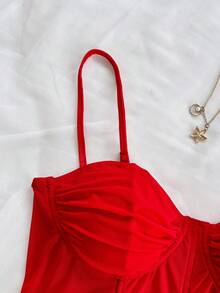 Soleia Áo hai dây lưới họa tiết hoa cổ điển lãng mạn dành cho nữ, thích hợp cho kỳ nghỉ, hẹn hò, tiệc trà chiều, du lịch, lễ hội âm nhạc, phong cách Boho, mùa xuân/hè. - Đỏ - Xem 7