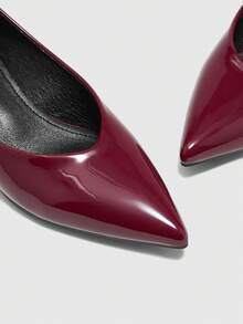 CUCCOO BIZCHIC 女士尖头低跟经典简约基础款通勤工作派对高跟鞋 - 中紫紅色 - 查看 7