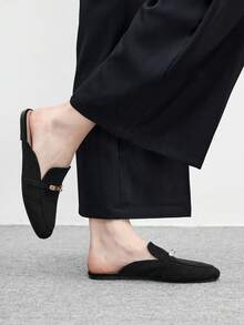 CUCCOO BIZCHIC Damen Runde Zehe Flache Lässig Mule Schuhe, Bequeme Loafer für Pendeln, Einkaufen, Dates - Roségold - Übersicht 3