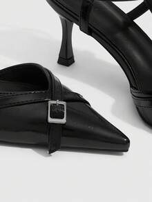 CUCCOO SZL Simple Casual Solid Color Pointed Toe Women Pumps - Black - View 11