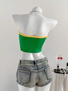 Comfortcana Brazilian Print Strapless Top, Team Style - Green - View 2